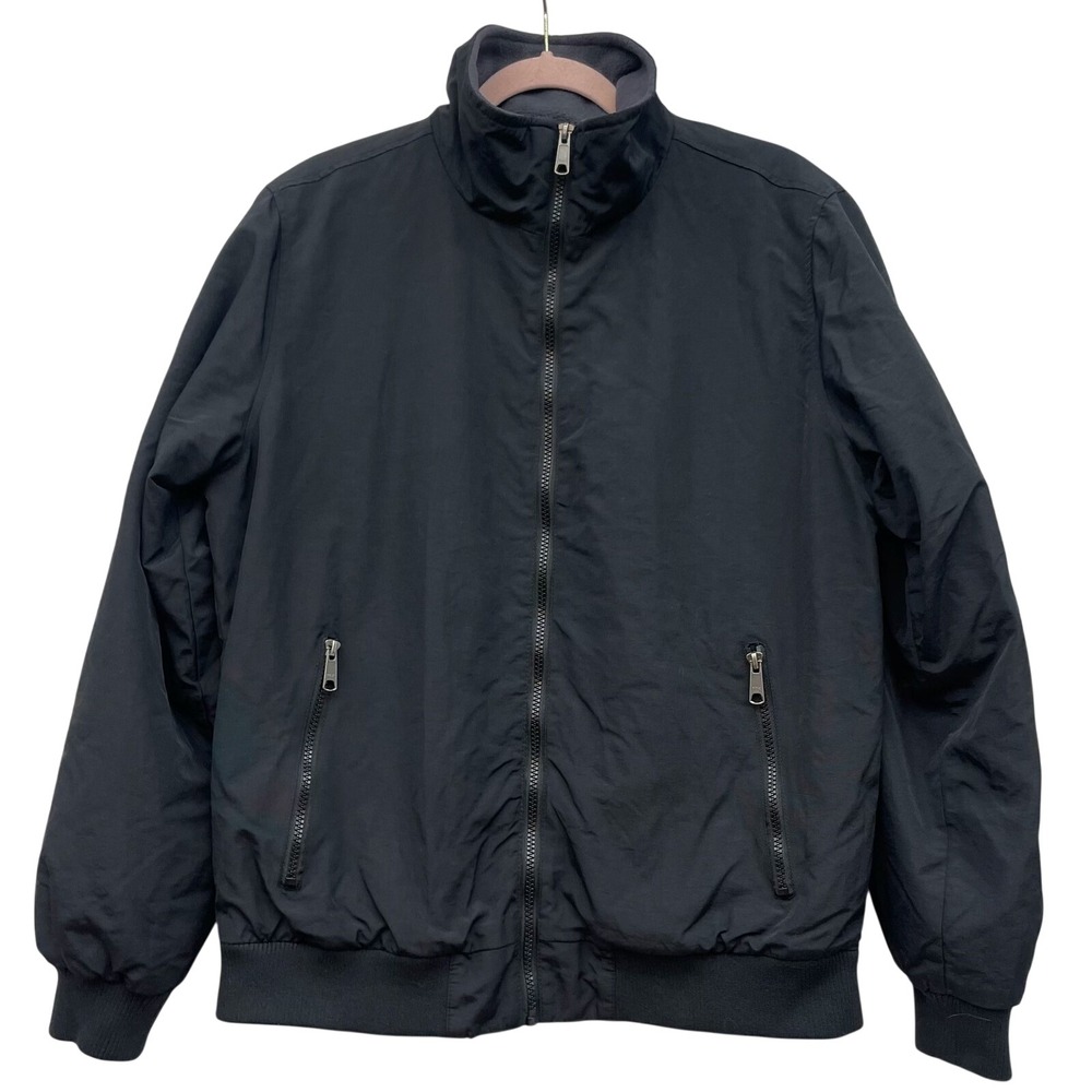 St Johns Bay Black‎ Jacket Mens M Fleece Lined Water Resistant Bomber